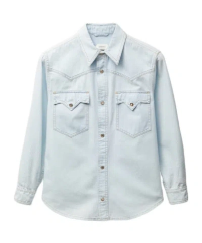 Versace Denim Chambray Shirt In Multi