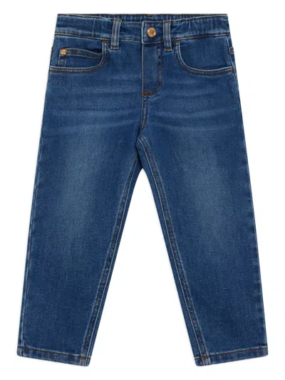 Versace Kids' Whiskering Effect Jeans In Blue