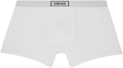 Versace White '90s Logo Long Boxers In 1w000-optical White