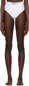 Versace Ribbed Cotton High Rise Briefs In 1w010-white