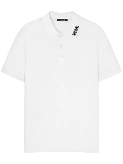 Versace Poloshirt Mit Logo-patch In White