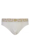 Versace Greca Border Boxer Briefs (set Of Three) In White