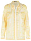 Versace White And Beige 'baroque' Silk Shirt In Yellow