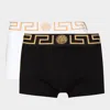 Versace Pack Of Two Boxer Shorts With Greek Motif In White/black/gold
