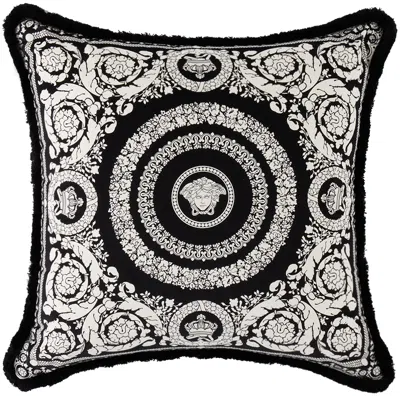 Versace White & Black Crete De Fleur Cushion In 5b040 Black White