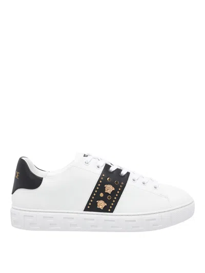 Versace White And Black Medusa Sneakers In Multi