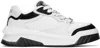 Versace White And Black Sneaker With Inserts And Chunky Sole In Leather Man In 2b02p-black+white-p
