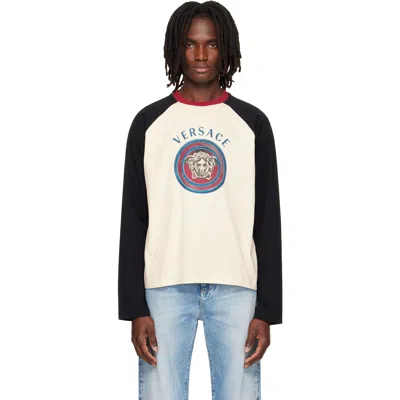 VERSACE WHITE & BLACK PRINTED COTTON-JERSEY REGULAR T-SHIRT