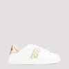 VERSACE WHITE AND GOLDEN LEATHER GRECA SNEAKERS