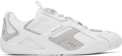 Versace Galaxia Leather Low-top Sneakers In White+concrete