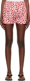 Versace 'floral Ladybug Strawberry' Elastic Waistband Shorts In 5w690-white+red