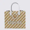 Versace White And Yellow Cotton Totes