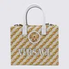 Versace White And Yellow Cotton Totes In Multi