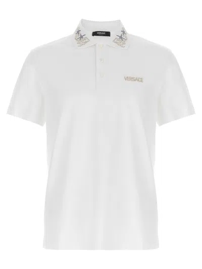 VERSACE WHITE BAROCCO SEA POLO SHIRT