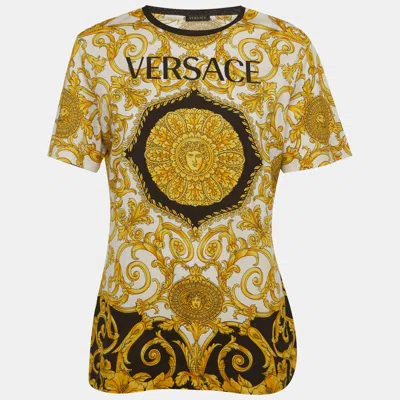Pre-owned Versace White Baroque Print Jersey Crew Neck T-shirt M