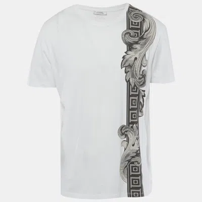 Pre-owned Versace White Baroque Print Jersey Crew Neck T-shirt Xl