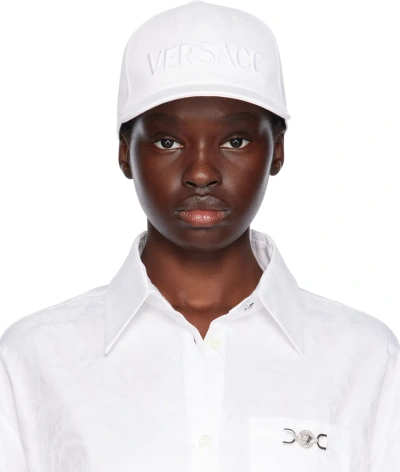 Versace White Baseball Cap In 2w320-white+white