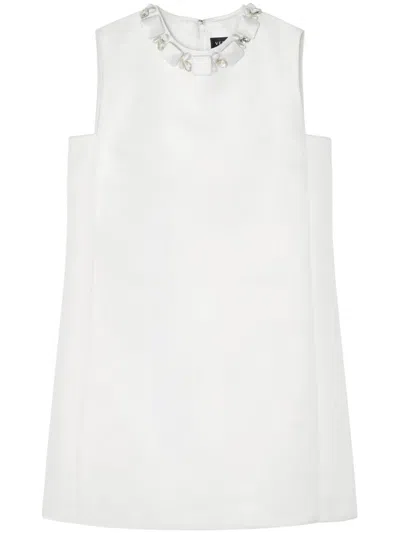 VERSACE WHITE BEAD-EMBELLISHED SHIFT MINI DRESS