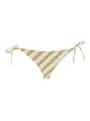 Versace White Bikini Bottom With Adjustable Tie Closure And All-over Chain Print In Tech Fabric Stretch Woma In White