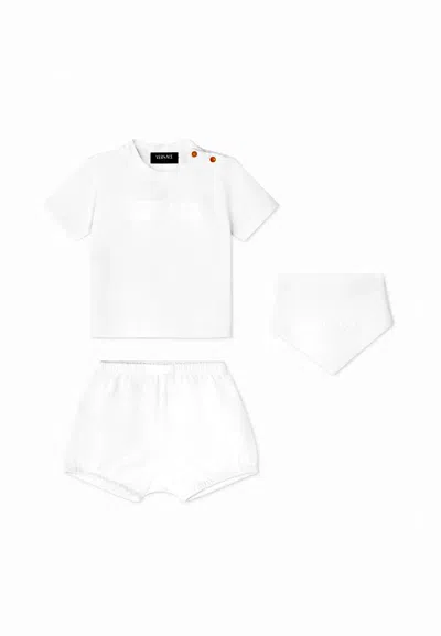 Versace White Birth Suit For Babykids With Logo