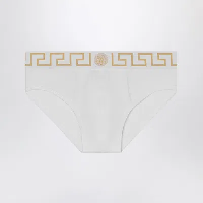 Versace White Briefs With Greca Border
