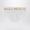 Versace White Briefs With Greca Border In Multi