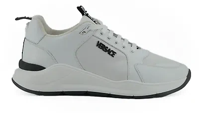 Pre-owned Versace White Calf Leather Sneakers