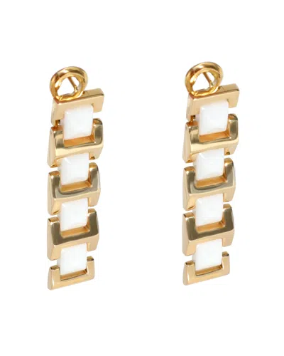 Versace White Ceramic Earrings In 18k Yellow Gold In Silver