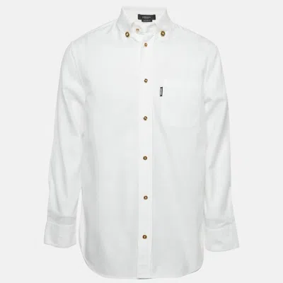 Pre-owned Versace White Cotton Medusa Detail Button Heritage Fit Shirt S