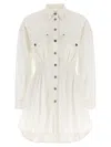 Versace Medusa Shirt Dress Chest Pockets Waist Detail In Neutral