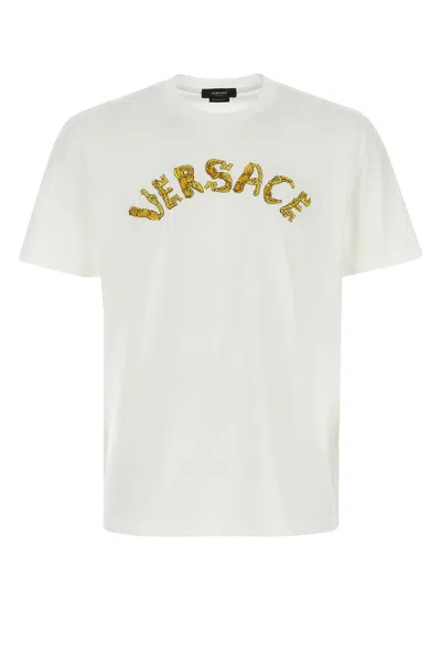 Versace Logo Embroidery T-shirt In White