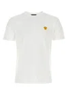 Versace White Crewneck T-shirt With Medusa Embroidery On The Front In Cotton Man