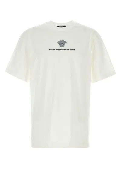 Versace Medusa Milano Embroidered Crewneck T-shirt In White