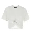 Versace Cotton Logo T-shirt With Ruched Knot Detail In Opticalwhite