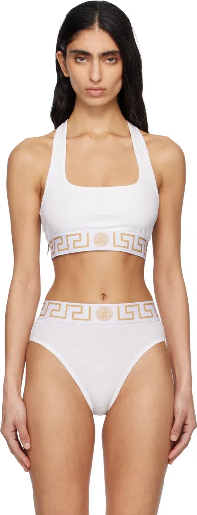 Versace White Cotton-jersey Scoop Bralette