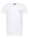 Versace White Crewneck T-shirt With Medusa Print On The Front In Cotton Stretch Man In Weiss