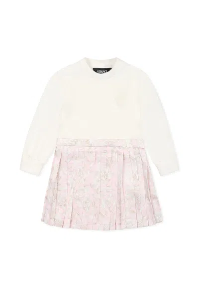 Versace Kids' White Dress For Baby Girl With Medusa