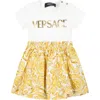 VERSACE WHITE DRESS FOR BABY GIRL WITH VERSACE LOGO AND BAROQUE PRINT