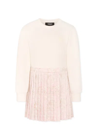 Versace Kids' White Dress For Girl With Medusa