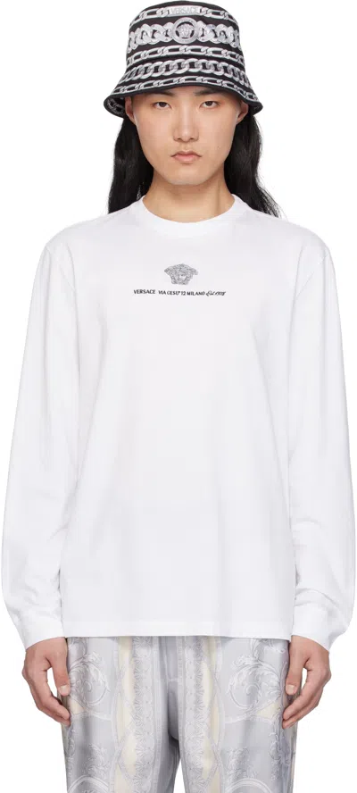 Versace White Embroidered Medusa T-shirt In 1w000-optical White
