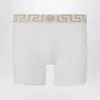 Versace White Fitted Boxers With Greca Waistband