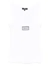 Versace Logo Embroidered Tank Top In White