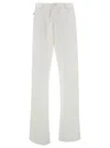 VERSACE WHITE FIVE-POCKET JEANS WITH LOGO PATCH IN COTTON DENIM MAN