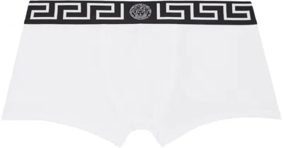 Versace White Greca Border Boxer Briefs In 2wl40-white+black Wh