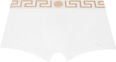 Versace White Greca Border Long Boxers In A81h-white- Greek G