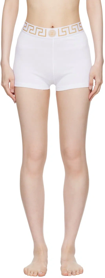 Versace White Greca Border Boy Shorts