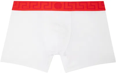 Versace Greca Border Logo-waistband Boxers In White