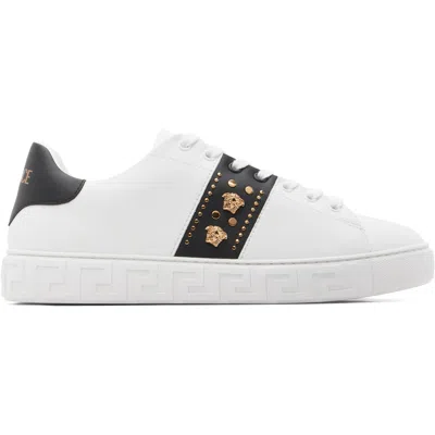 Versace White Greca Embellished Nylon Sneakers