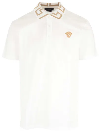 Versace White Greca Polo Shirt