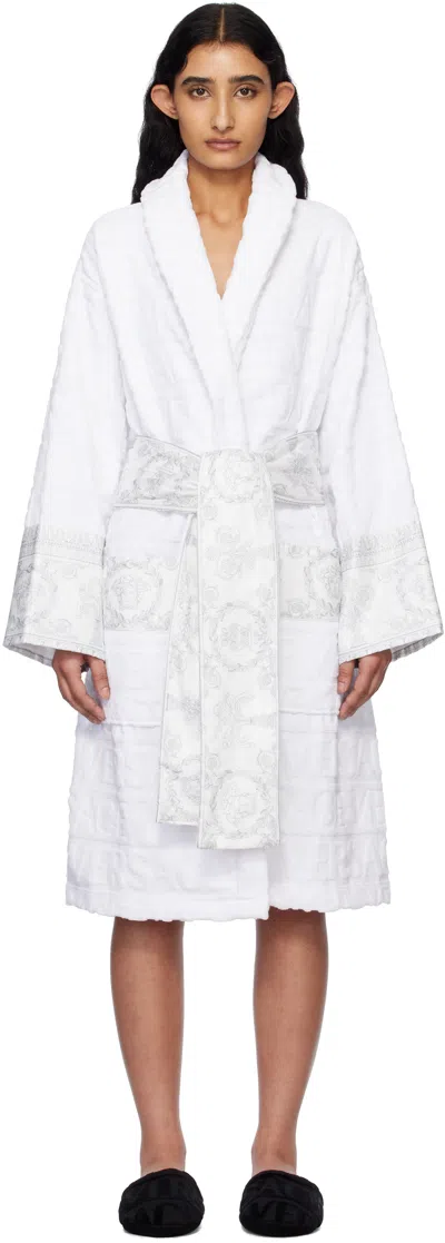 Versace White 'i Heart Baroque' Bathrobe In 5w380-white+white